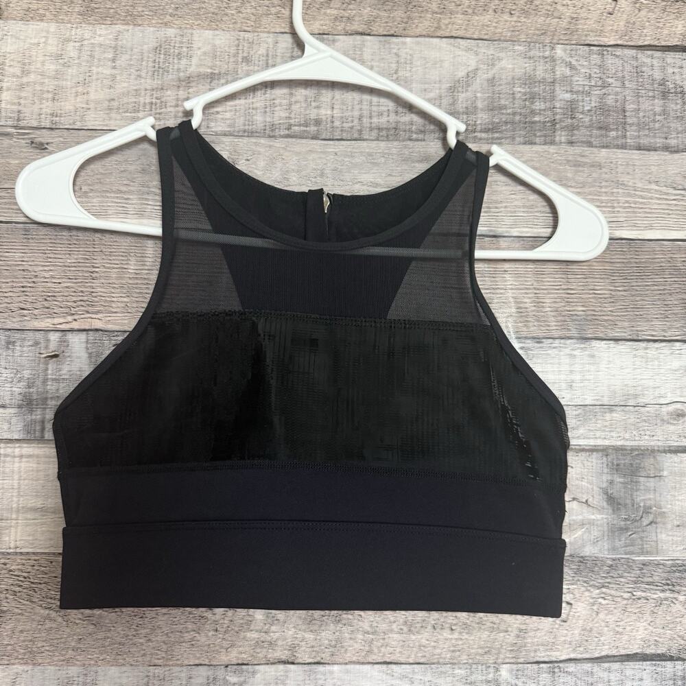 Zyia Active Black High Neck Mesh Racerback Sports Bra One More Rep Zip Small